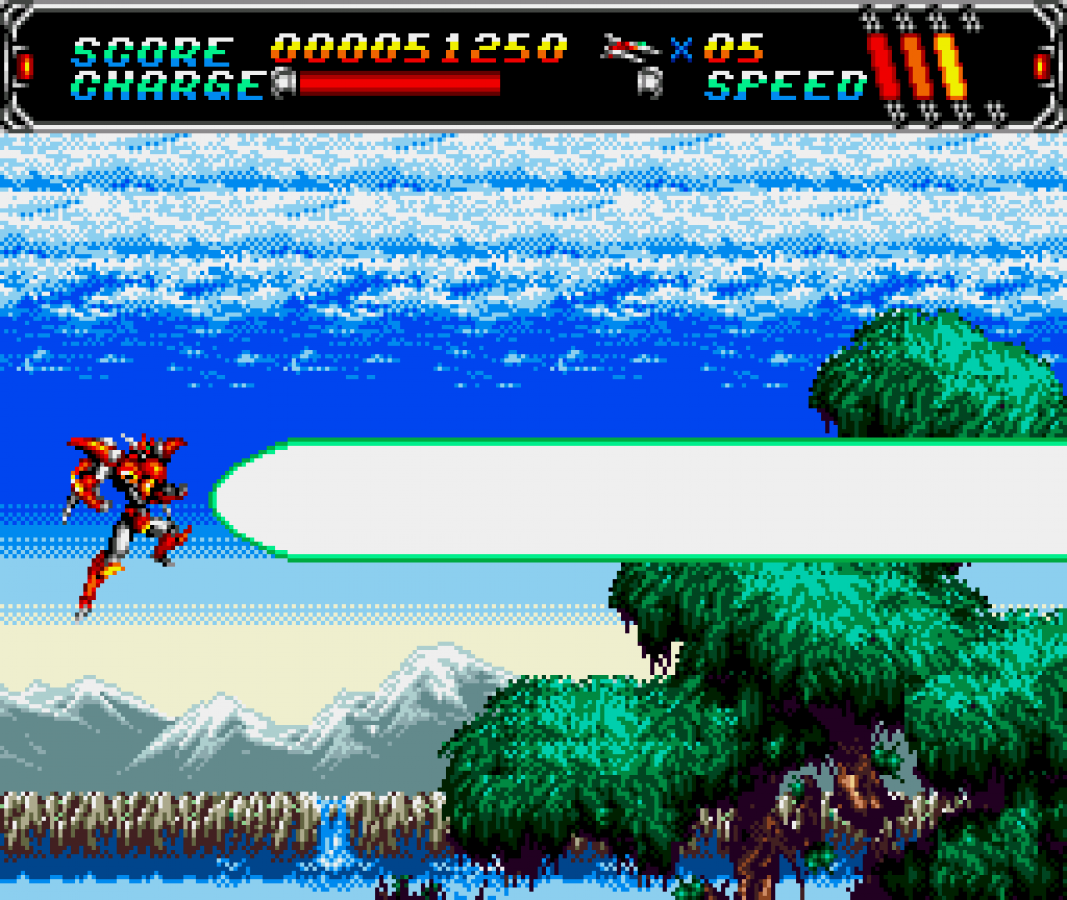 Android Assault Sega CD side scrolling shoot em up shmup anime style space combat mech shooter CD quality soundtrack fast paced arcade action Japanese style sci fi gameplay retro gaming Sega CD software video game title gameplay