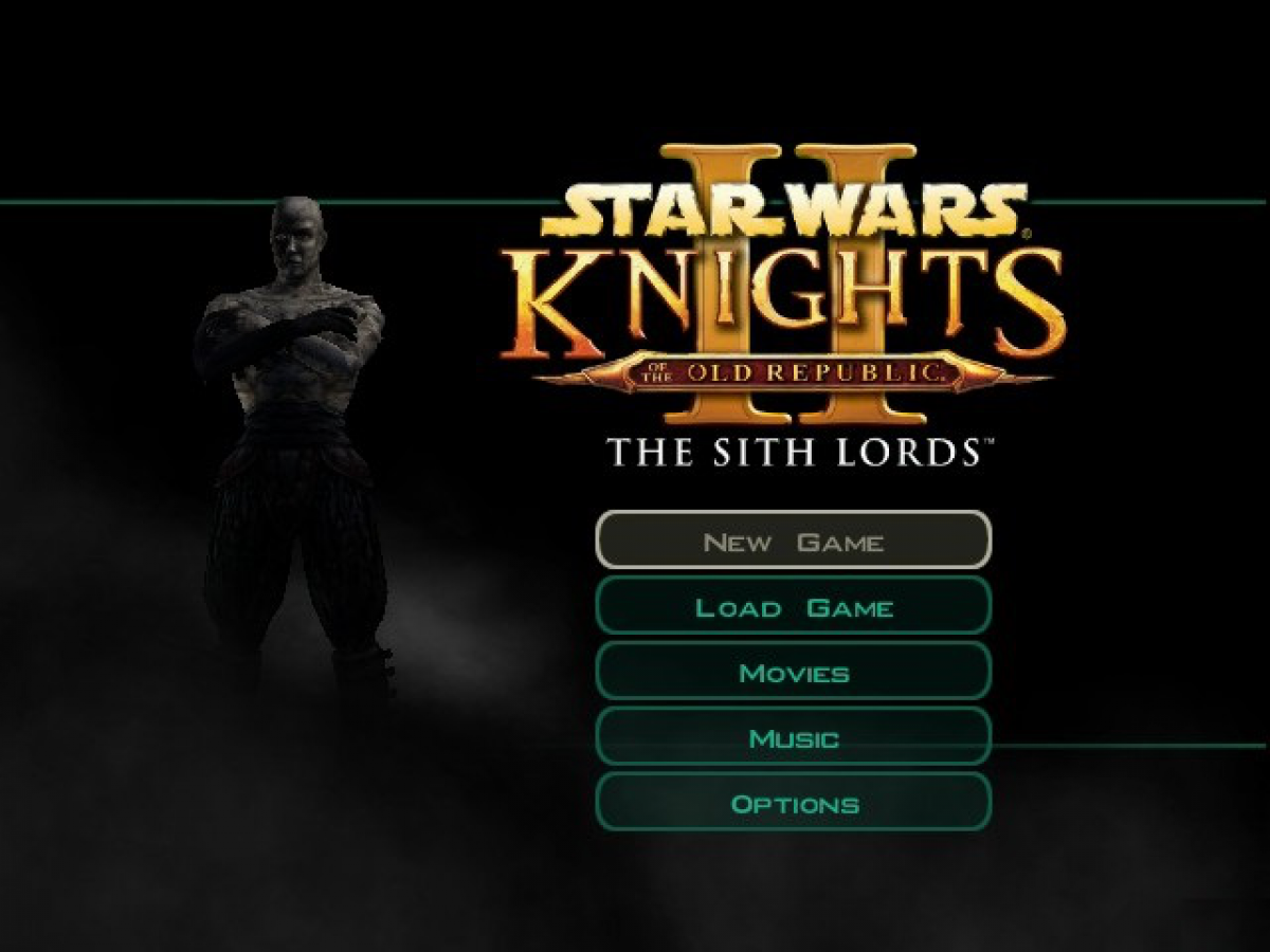 Star Wars: Knights of the Old Republic II: The Sith Lords game select screen for Xbox (XBOX) video game