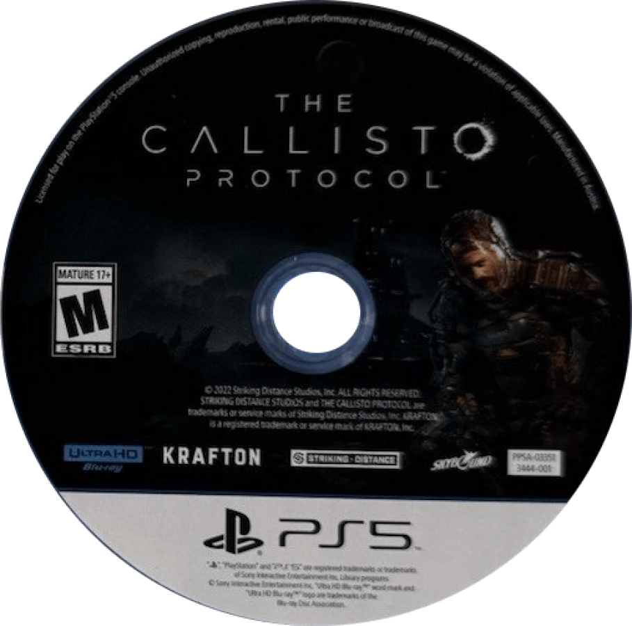 The Callisto Protocol disc for PlayStation 5 (PS5) survival horror video game