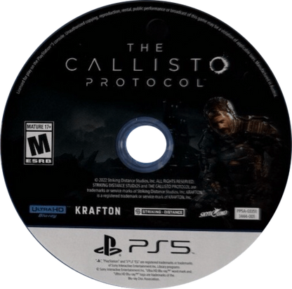 The Callisto Protocol disc for PlayStation 5 (PS5) survival horror video game