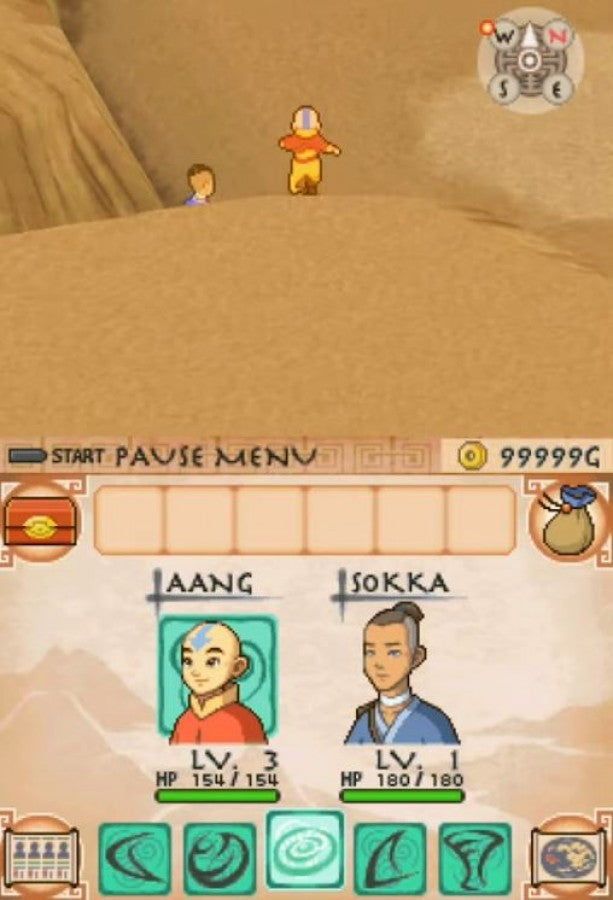Avatar: The Last Airbender for Nintendo DS action adventure video game featuring elemental bending combat, story driven missions based on the animated series, puzzle solving, and stylus based handheld gameplay experience gameplay