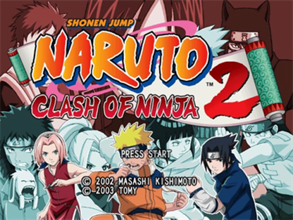 Naruto: Clash of Ninja 2 start screen for GameCube (GC) anime fighting video game