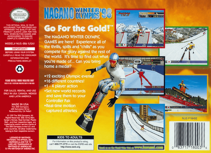 Nagano Winter Olympics 98 back cover art for Nintendo 64 N64 video game