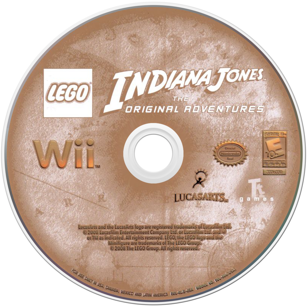 Retro LEGO Indiana Jones Wii inspired design featuring classic adventure puzzle platform gameplay aesthetic blocky LEGO humor treasure hunting action ancient ruins exploration whip cracking cinematic moments nostalgic Nintendo Wii family gaming presentation disc