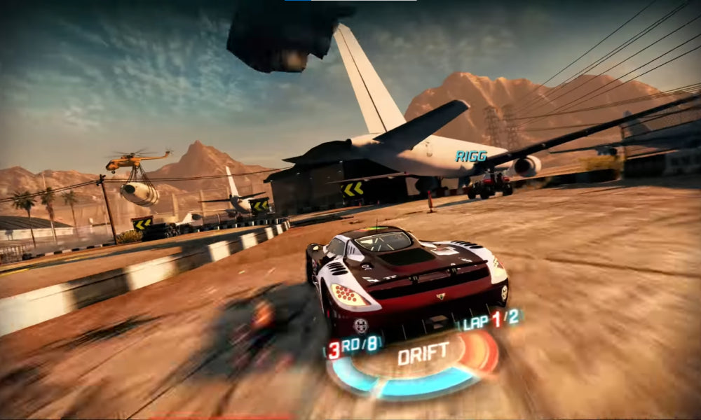 Split/Second for PlayStation 3 (PS3) at Gamers INC, featuring high-octane racing where you can trigger massive explosive events to alter the track and destroy your opponents in a thrilling reality TV-style competition gameplay screenshot