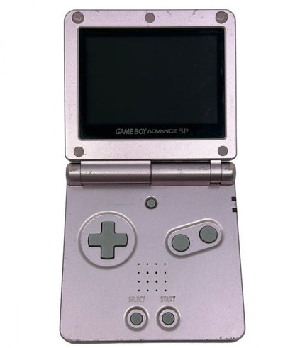 Game Boy Advance SP AGS-101 backlit pink console Nintendo Game Boy Advance GBA handheld system for retro video game enthusiasts featuring bright AGS-101 backlit screen rechargeable battery compact clamshell design portable gaming iconic Nintendo hardware compatibility with Game Boy Advance games collectible gaming appeal front view of buttons