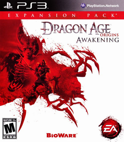 Dragon Age Origins Awakening PlayStation 3 PS3 role playing video game expansion featuring dark fantasy adventure epic quests tactical combat character customization powerful abilities dangerous enemies party-based gameplay and immersive Dragon Age storytelling collectible gaming appeal cover art