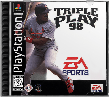 Triple Play 98 cover art for PlayStation 1 (PS1) baseball sports video game