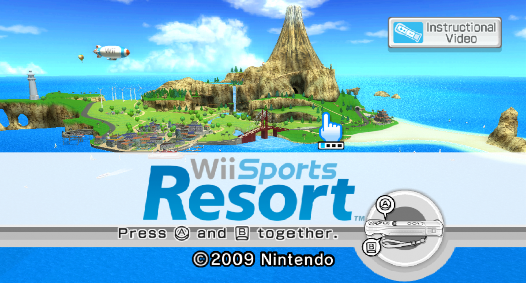Wii Sports Resort title screen for Nintendo Wii (Wii) video game
