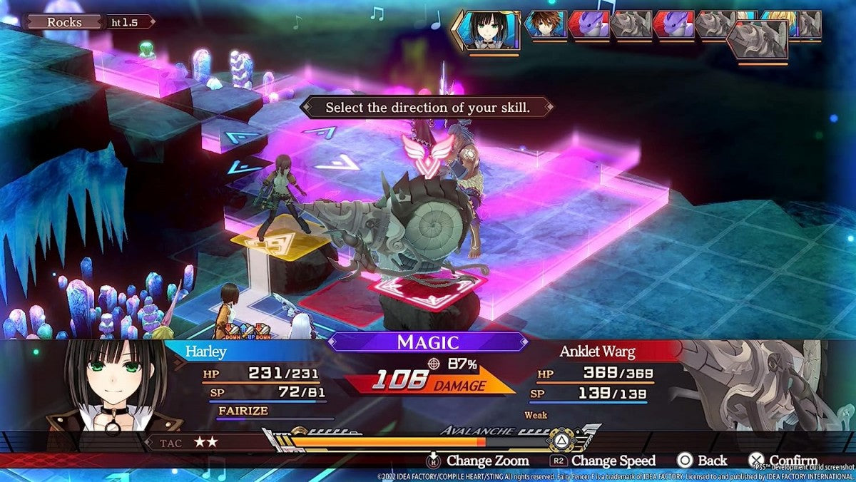 Fairy Fencer F Refrain Chord for Nintendo Switch, gameplay for a tactical role-playing video game with turn-based combat, anime-style characters, strategy gameplay, and fantasy storyline