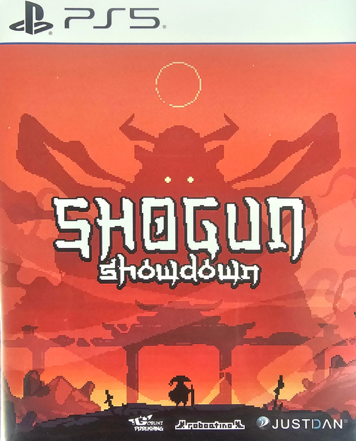Shogun Showdown PlayStation 5 PS5 video game featuring turn based tactical combat roguelike gameplay samurai warriors Japanese inspired pixel art strategic positioning weapon upgrades enemy encounters challenging battles and classic PlayStation 5 indie gaming retro video game collection collectible gaming appeal front cover art