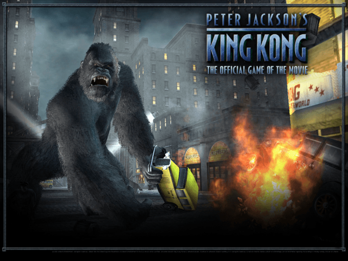 Peter Jackson's King Kong PlayStation Portable PSP for action adventure video game fans featuring first person survival gameplay cinematic storytelling jungle exploration intense dinosaur encounters giant creature battles immersive movie inspired adventure collectible gaming appeal gameplay start screen