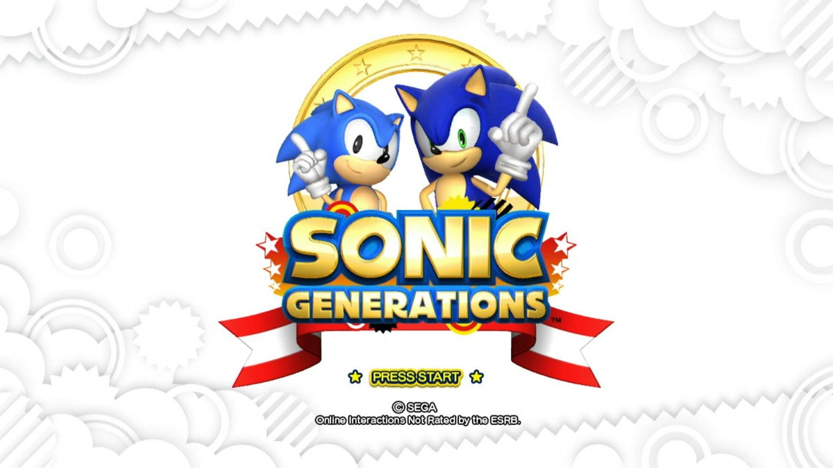 Sonic Generations title screen for PlayStation 3 (PS3) video game