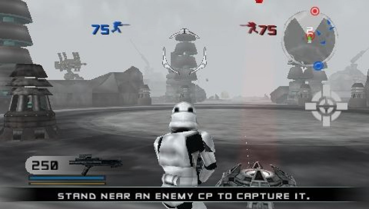 Star Wars Battlefront II PlayStation Portable PSP for retro video game enthusiasts featuring third person shooter gameplay iconic Star Wars battles playable heroes and villains campaign missions space battles multiplayer action classic Star Wars gaming and collectible gaming appeal gameplay