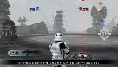 Star Wars Battlefront II PlayStation Portable PSP for retro video game enthusiasts featuring third person shooter gameplay iconic Star Wars battles playable heroes and villains campaign missions space battles multiplayer action classic Star Wars gaming and collectible gaming appeal gameplay