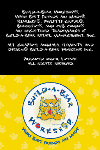 Build-A-Bear Workshop Nintendo DS video game, virtual toy creation and customization, family-friendly gameplay, handheld console title main menu title splash screen
