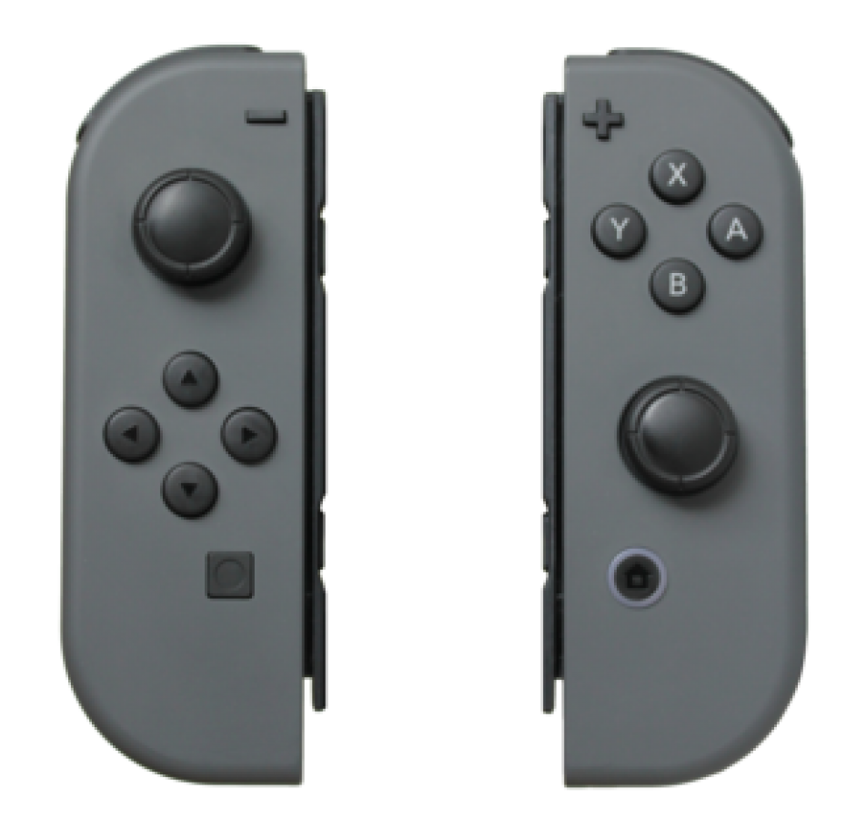 Joy-Con Gray Official Loose controller featuring wireless motion controls, HD rumble, and Nintendo Switch compatibility both left and right without bumpers / wrist-straps