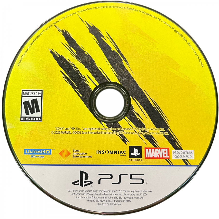 Marvel Wolverine PlayStation 5 PS5 video game featuring Wolverine action adventure gameplay Marvel superhero combat iconic Wolverine character claws intense battles exploration cinematic storytelling and mutant abilities Sony PlayStation 5 gaming collection collectible appeal disc art