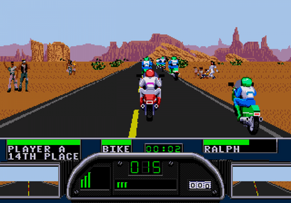 Road Rash II Sega Genesis game featuring high speed motorcycle racing, aggressive combat mechanics, and classic arcade style gameplay gameplay