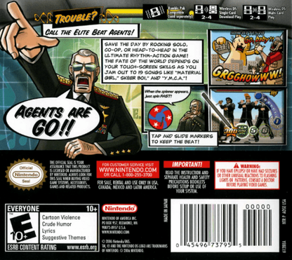 Elite Beat Agents back cover art for Nintendo DS (DS) video game