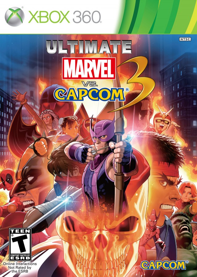 Ultimate Marvel vs. Capcom 3 cover art for Xbox 360 (X360) crossover fighting video game