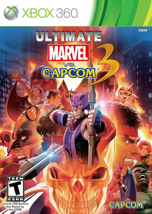 Ultimate Marvel vs. Capcom 3 cover art for Xbox 360 (X360) crossover fighting video game