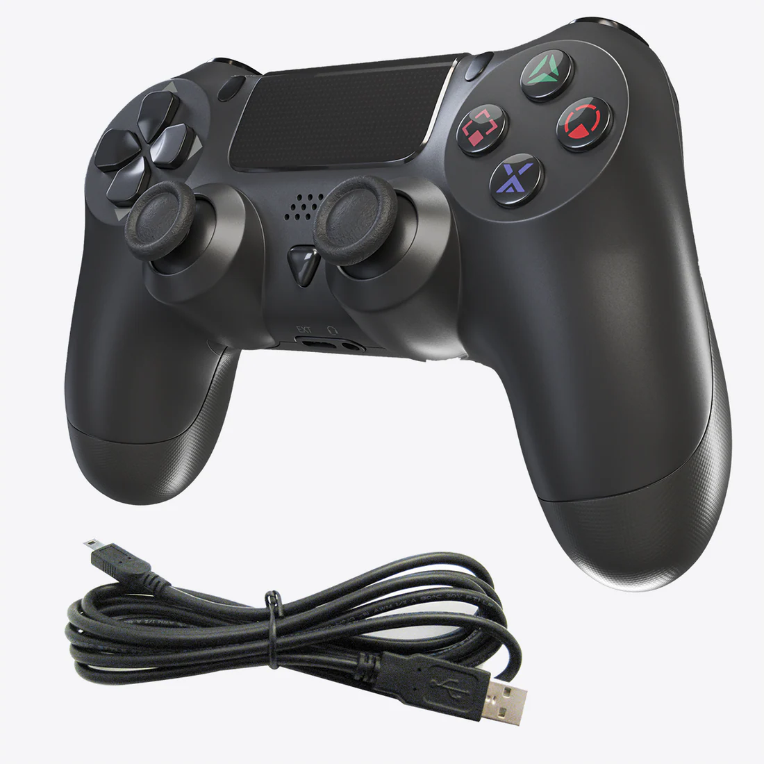 XYAB brand 1-to-1 third-party wireless controller for PlayStation 4 featuring analog sticks, action buttons, shoulder buttons, and ergonomic design