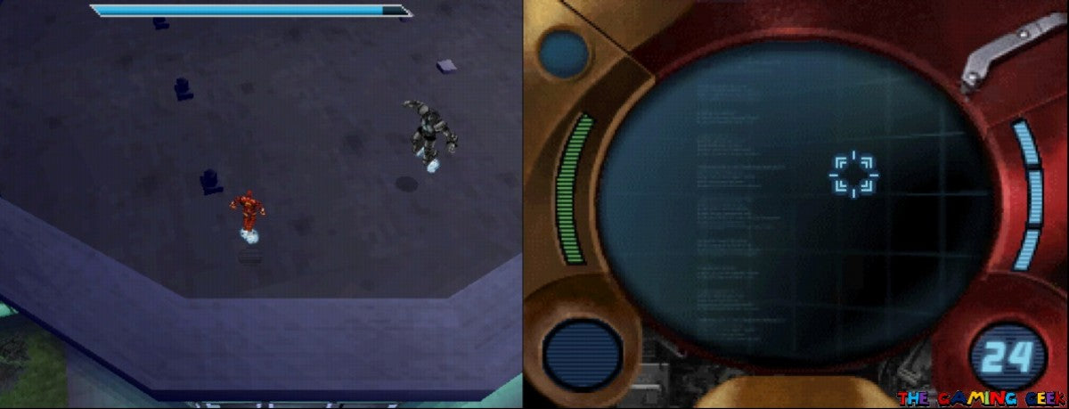 Iron Man Nintendo DS video game, action adventure, superhero gameplay, Marvel movie tie-in, handheld console title gameplay screenshot