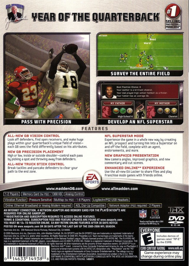 Madden NFL 06 back cover art for PlayStation 2 (PS2) video game