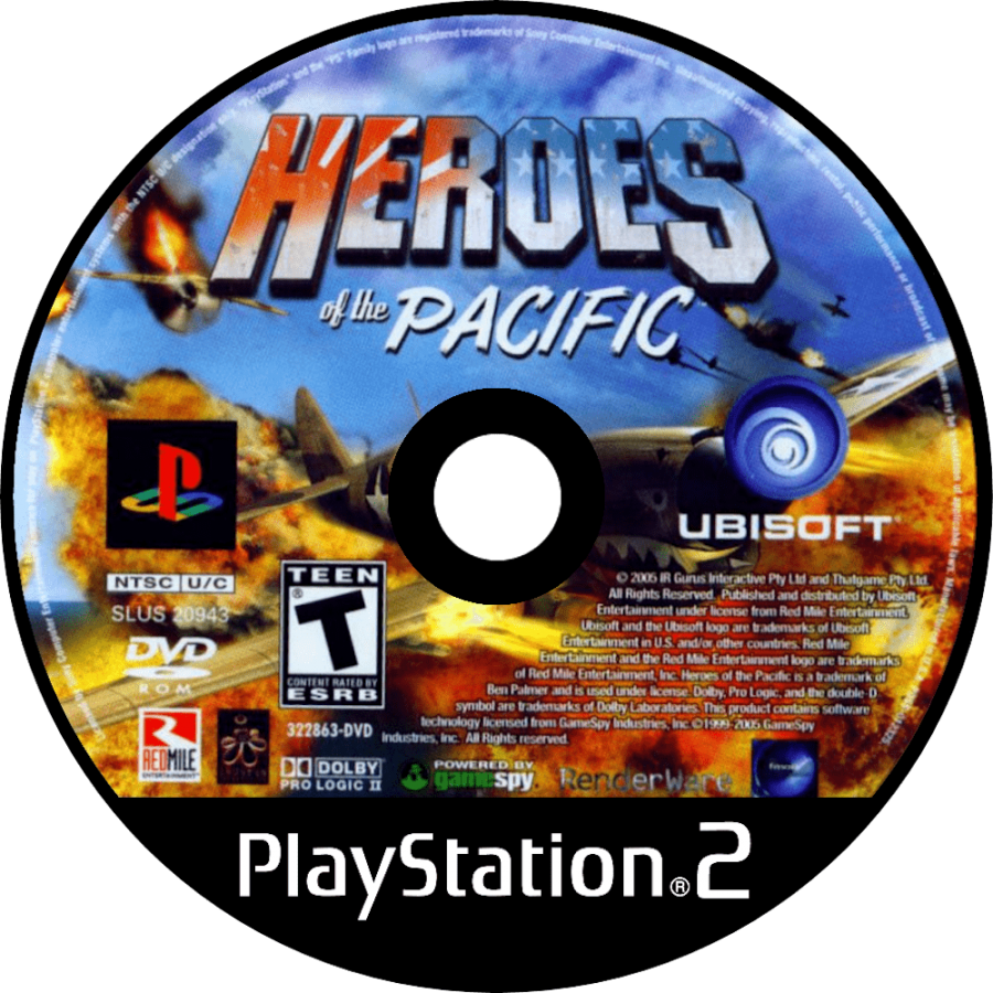 Heroes of the Pacific disc art for PlayStation 2 (PS2) video game