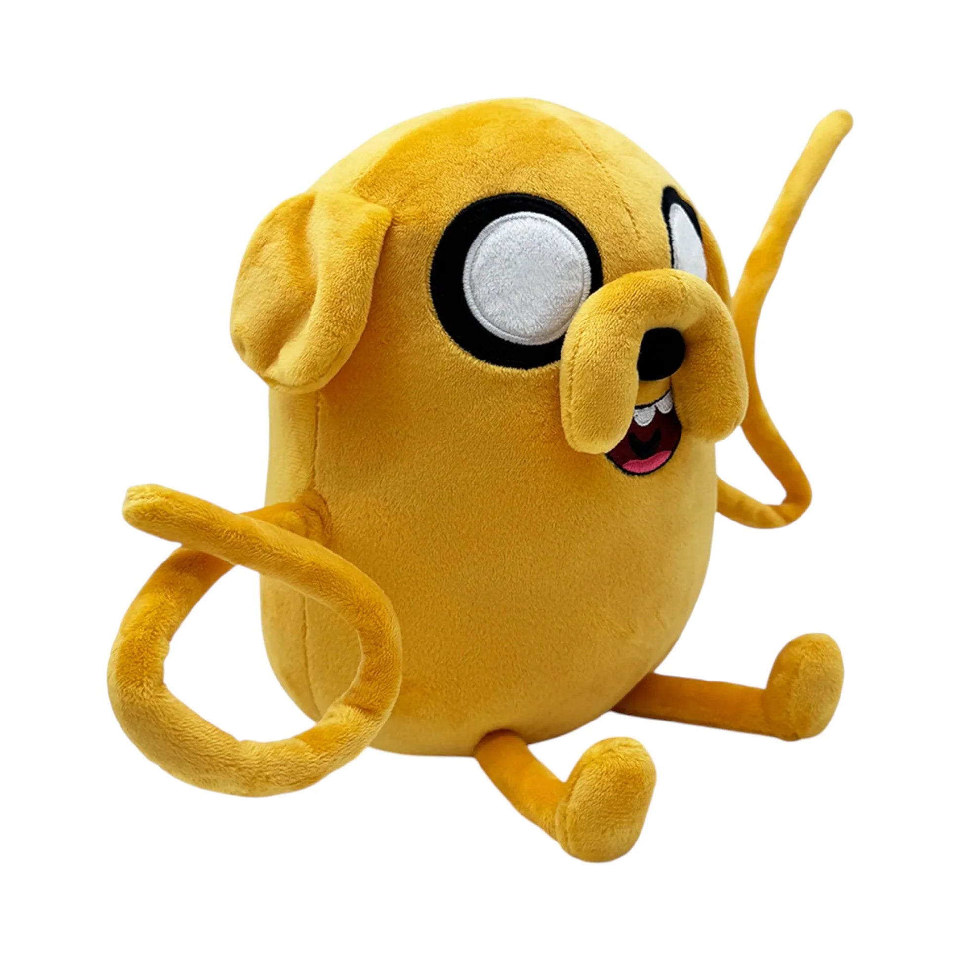 Jake 9 Inch Plush collectible Adventure Time character plush featuring Jake the Dog soft plush construction detailed character styling 9 inch size huggable collectible display item animated series merchandise and pop culture collectible appeal left side