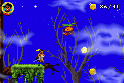 Shrek 2 Beg for Mercy for Game Boy Advance (GBA), gameplay for a retro video game featuring action platforming gameplay, character-based combat, side-scrolling levels, and movie-inspired adventure challenges