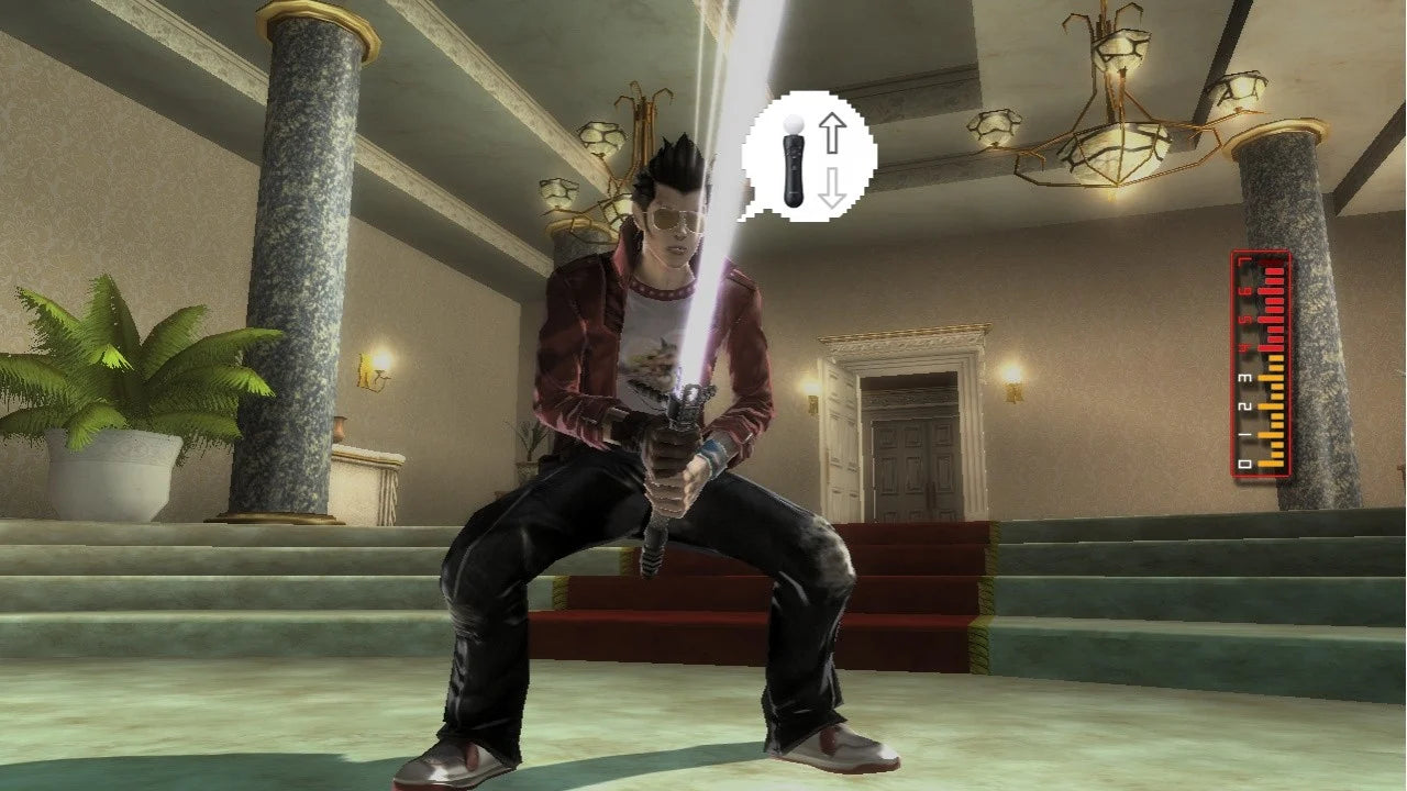 No More Heroes Heroes’ Paradise gameplay for PlayStation 3 game featuring stylized hack-and-slash action and over-the-top combat gameplay 