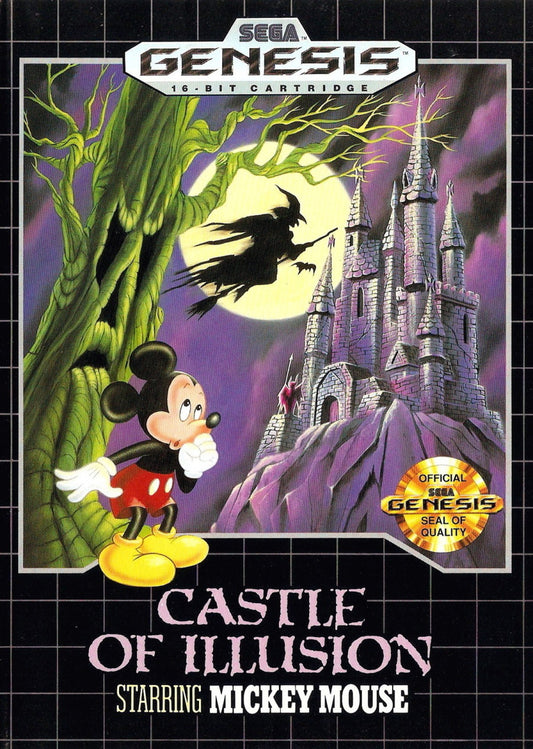 Disney Castle of Illusion Starring Mickey Mouse Sega Genesis retro video game platformer cover art (1990)