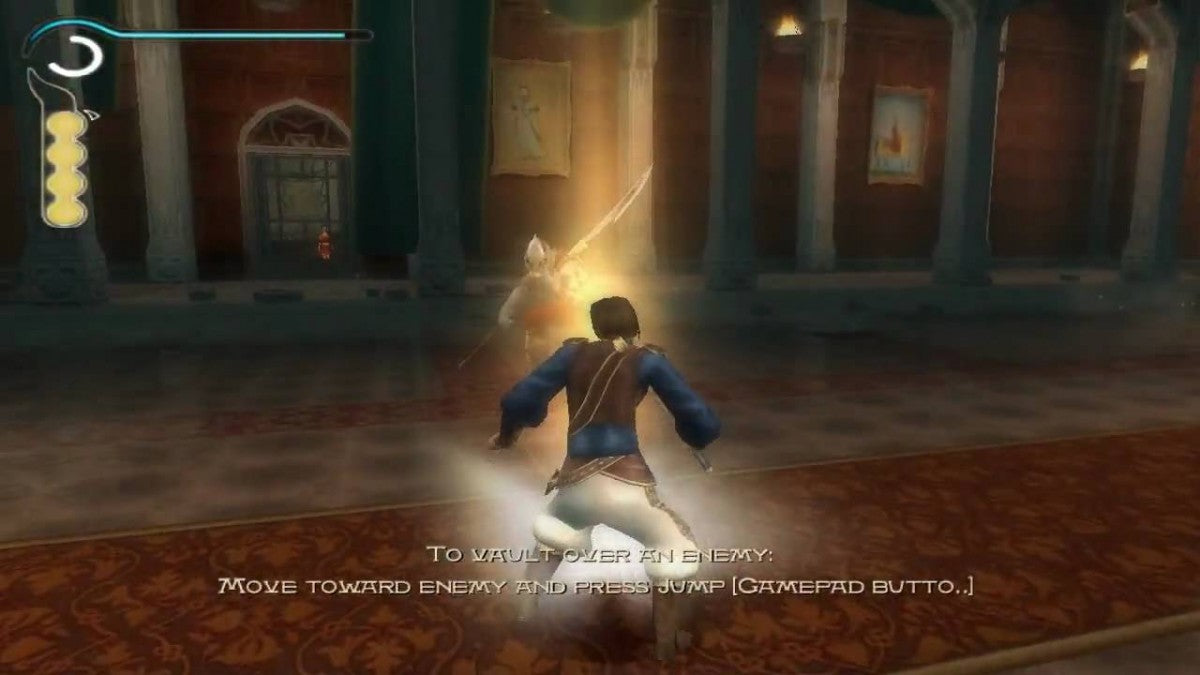 Prince of Persia The Sands of Time GameCube GC video game, action adventure, platforming and puzzles, time manipulation gameplay, Nintendo GameCube classic gameplay screenshot