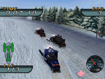 Sno-Cross Championship Racing gameplay for PlayStation 1 (PS1) snowmobile racing video game