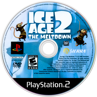 Ice Age 2: The Meltdown disc art for Playstation 2 (PS2) video game cover art