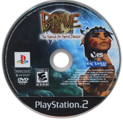 Brave The Search for Spirit Dancer PS2 PlayStation 2 action platformer adventure game Native American inspired fantasy combat exploration retro video game disc