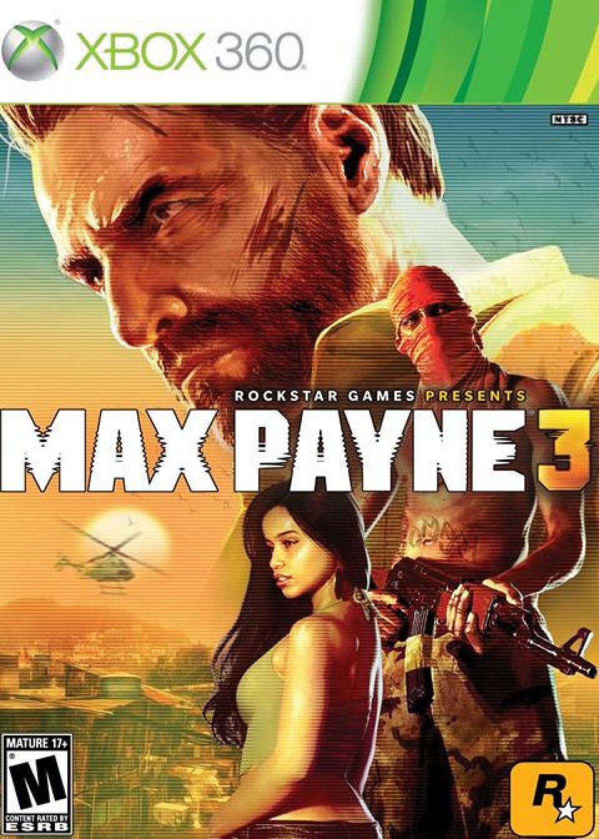 Max Payne 3 Xbox 360 third-person cinematic shooter video game featuring Bullet Time physics Max Payne in São Paulo Brazil bodyguard narrative cover shooting and multiplayer gang wars developed by Rockstar Games front cover