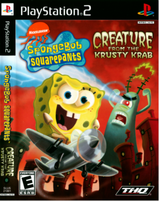SpongeBob SquarePants Creature from the Krusty Krab PlayStation 2 PS2 video game, action platformer, cartoon-based adventure, Nickelodeon title cover