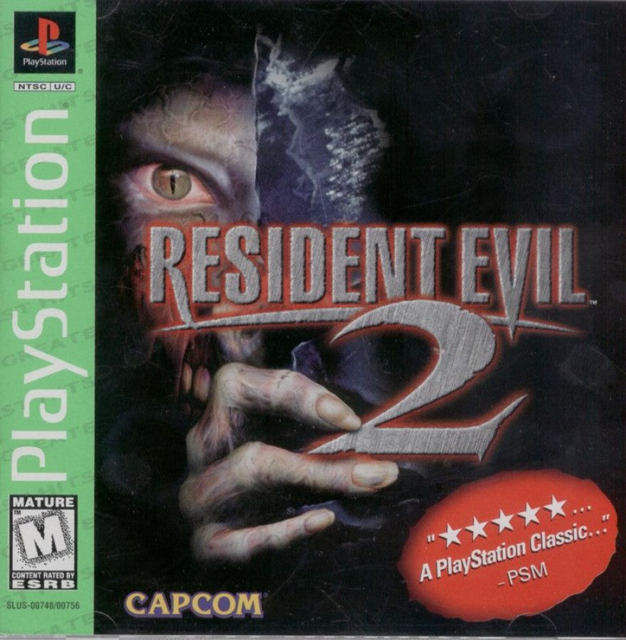 Resident Evil 2 Greatest Hits PlayStation 1 PS1 for survival horror retro video game fans featuring zombie outbreaks Raccoon City exploration intense action puzzle solving limited resources terrifying creatures cinematic gameplay collectible gaming appeal front cover art
