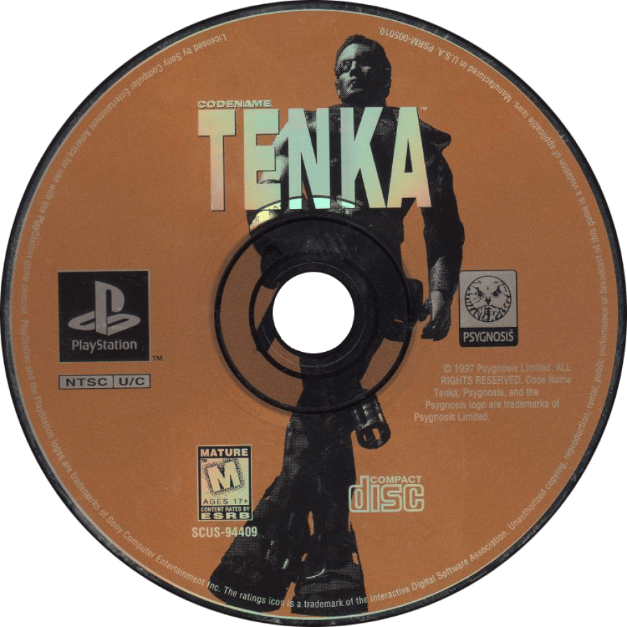 Codename Tenka PS1 PlayStation 1 first person shooter sci fi action game tactical combat futuristic warfare retro video game disc