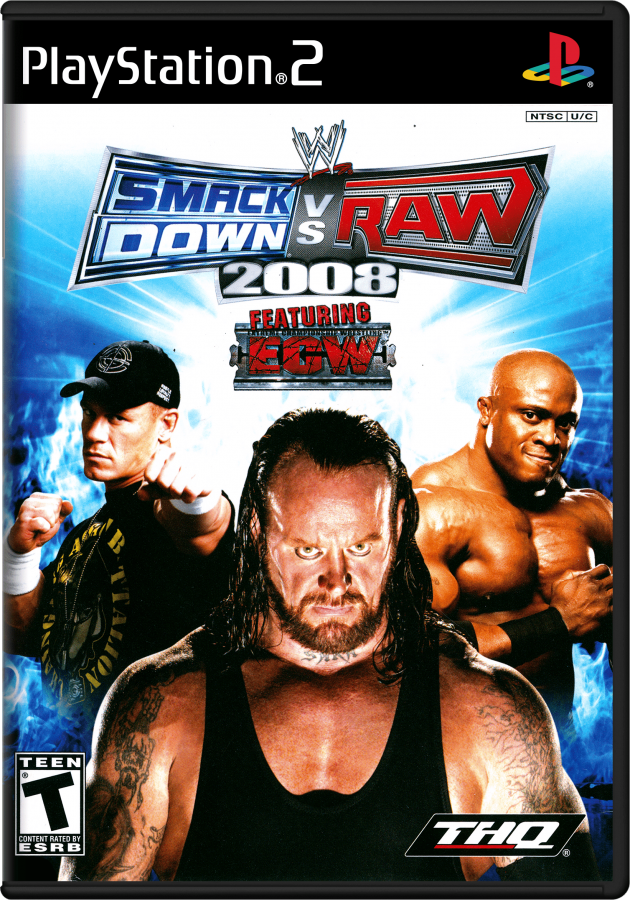 WWE SmackDown vs. Raw 2008 – PlayStation 2 (PS2) video game cover image, pro wrestling.