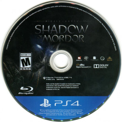 Middle Earth: Shadow of Mordor – PlayStation 4 (PS4) video game disc, action adventure game