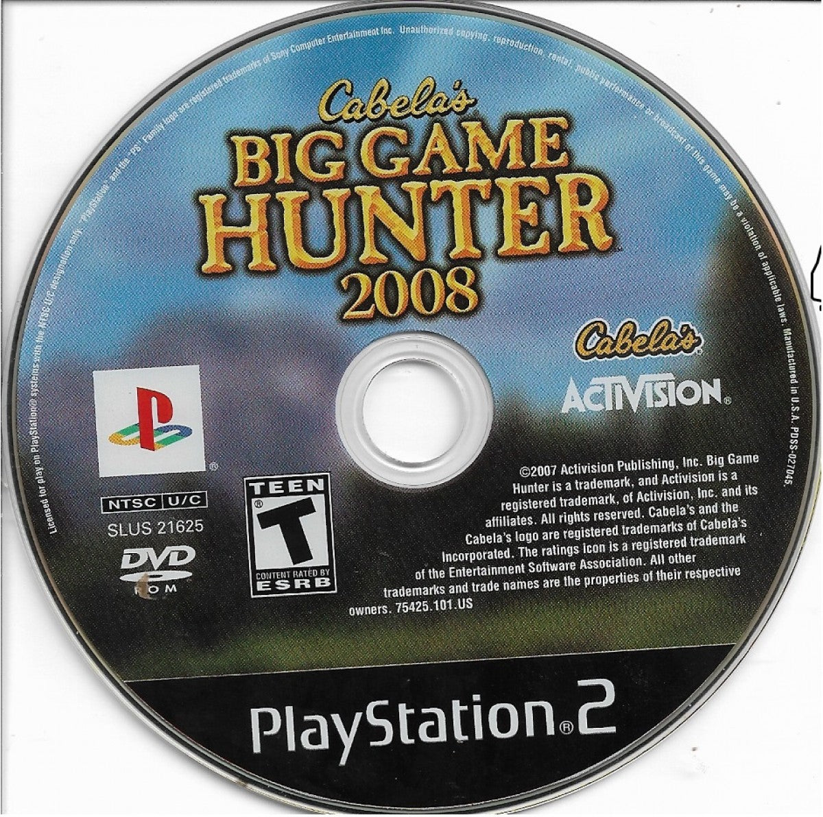 Cabela’s Big Game Hunter 2008 for PlayStation 2 with large-game hunting and outdoor expedition theme disc