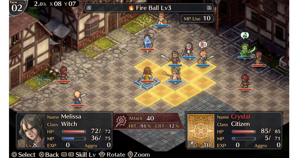 Mercenaries Blaze: Dawn of the Twin Dragons for PlayStation 4 (PS4) at Gamers INC, featuring a classic tactical RPG experience with deep turn-based combat, 3D isometric battlefields, and a branching narrative where your choices shape the fate of a kingdom in turmoil gameplay screenshot