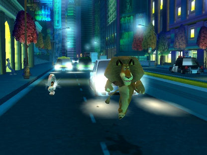 Retro Madagascar PS2 inspired design featuring colorful animated adventure aesthetic vintage PlayStation 2 movie based gameplay zoo animals wild jungle exploration cartoon platforming family friendly action nostalgic DreamWorks gaming presentation - gameplay