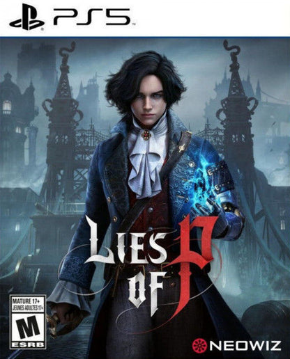 Lies of P PlayStation 5 PS5 for action role playing video game fans featuring challenging soulslike combat dark fantasy exploration gothic environments mechanical enemies powerful weapons character upgrades difficult boss battles atmospheric storytelling and a twisted Pinocchio inspired adventure collectible gaming appeal front cover art