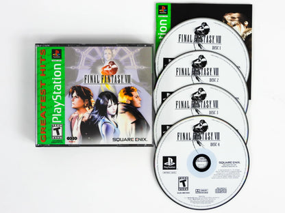 Final Fantasy VIII Greatest Hits PlayStation game featuring classic turn-based JRPG combat, cinematic storytelling, and a beloved fantasy adventure from the Final Fantasy series discs and contents