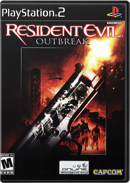 Resident Evil: Outbreak – PlayStation 2 (PS2) video game cover art, survival horror title.